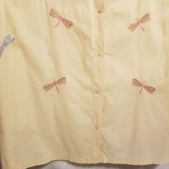 Vtg White Stag 22/24W Shirt Peach Cotton Embroidered Dragonfly Built In Tank Top - Picture 2 of 11